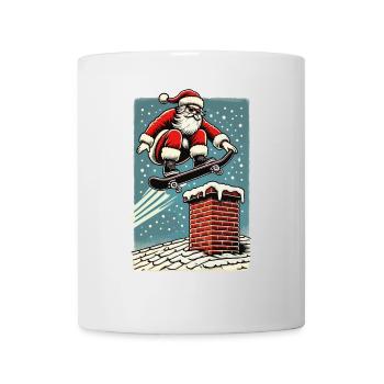 Planche à roulettes de Noël Cheminée du Père Noël - Mug blanc - blanc - Devant
