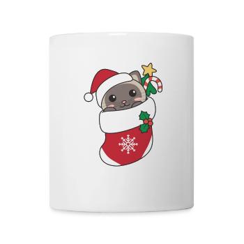 Süße Siamkatzen in Weihnachtssocke zu Weihnachten - Tasse - Weiß - Vorne