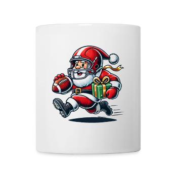 Santa Claus Playing Football With Gift - Mug - white - Front