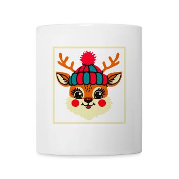 Bezauberndes Vintage Design Mit Rentier Und Schnee - Tasse - Weiß - Vorne