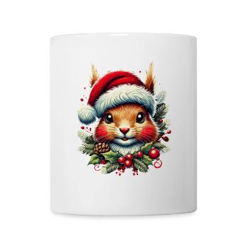 Christmas squirrel with Christmas hat - Mug - white - Front