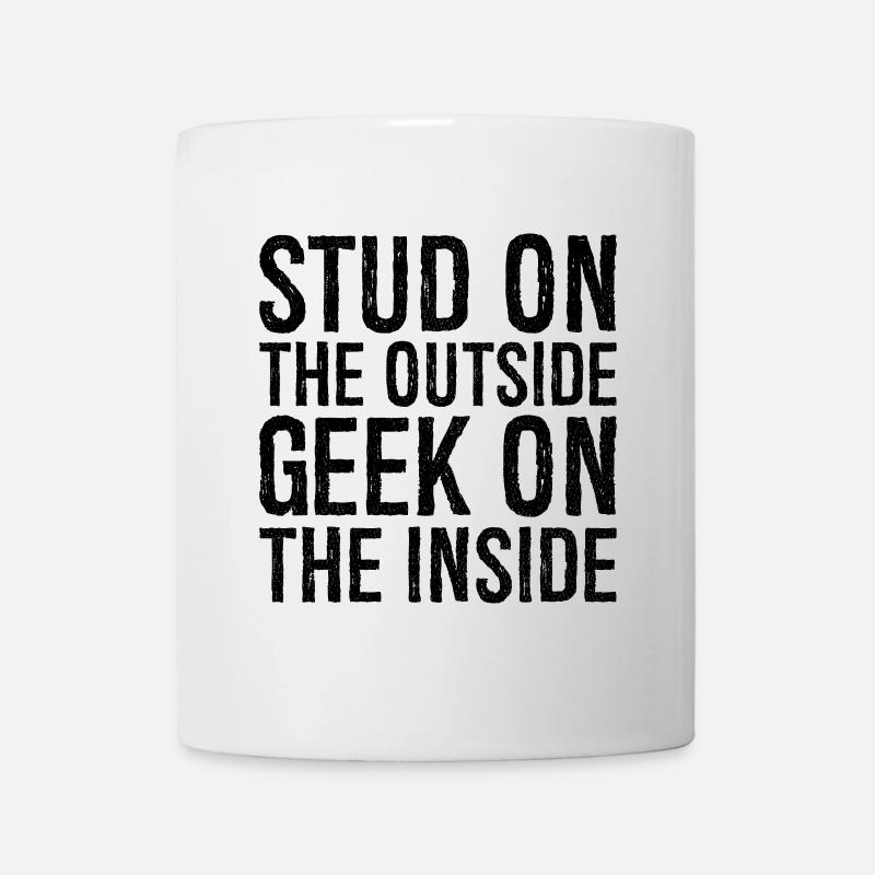 Ohrstecker außen, Geek auf der Innenseite - Tasse - Weiß