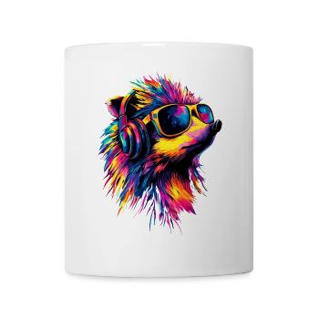 Igel Popart Kopfhörer Sonnenbrille Bunt Süßer Igel - Tasse - Weiß - Vorne