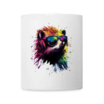 Igel Popart Kopfhörer Sonnenbrille Bunt Süßer Igel - Tasse - Weiß - Vorne
