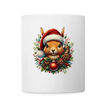 Écureuil de Noël avec chapeau et boule - Mug blanc - blanc - Devant