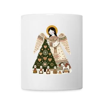 Ange de Noël avec sapin de Noël - Mug blanc - blanc - Devant