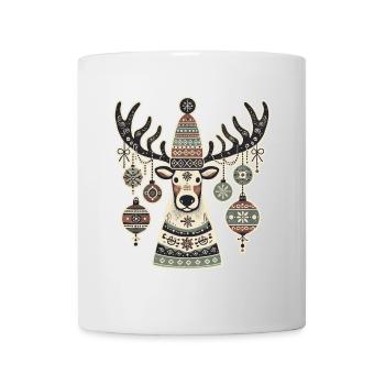 aWeihnachtlicher Hirsch Im Vintage-Cottagecore-Sti - Tasse - Weiß - Vorne
