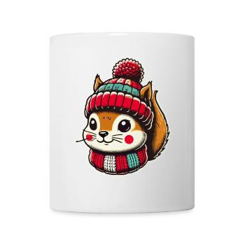 Christmas squirrel with cap - Mug - white - Front