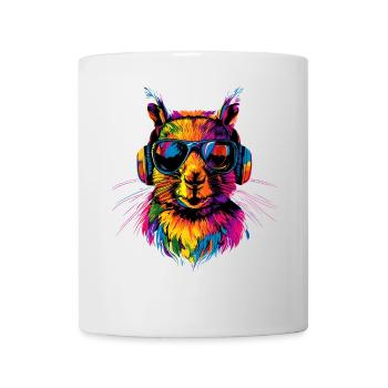 Squirrel Headphones Colorful Pop Art DJ Squirrel - Mug - white - Front