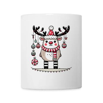 Niedliches Rentier Mit Weihnachtskugeln - Tasse - Weiß - Vorne