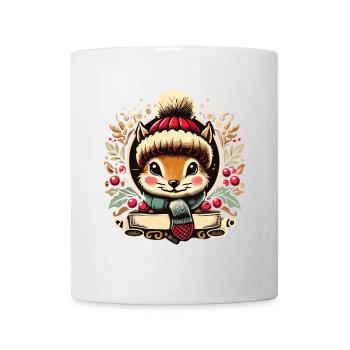 Écureuil de Noël avec chapeau et écharpe - Mug blanc - blanc - Devant
