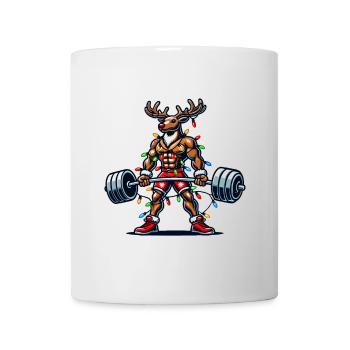 Weihnachten Rentier Bodybuilder Humor - Tasse - Weiß - Vorne
