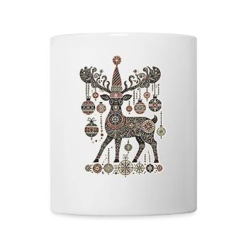 Weihnachtlicher Vintage-Cottagecore Rentierzauber - Tasse - Weiß - Vorne