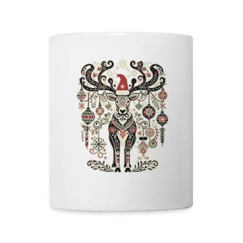 Cerf de Noël Vintage Cottagecore - Mug blanc - blanc - Devant