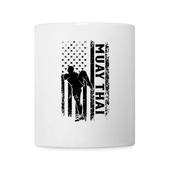 Muay Thai Drapeau américain Muay Thai Fighter - Mug blanc - blanc - Devant