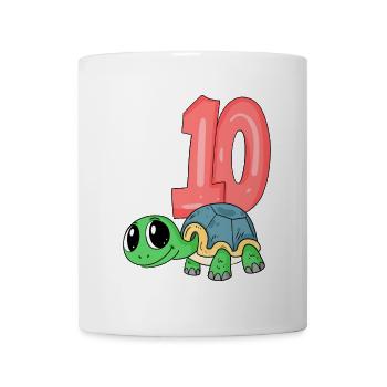 10th Birthday Motif Turtle - Ten - 10 Years - Mug - white - Front