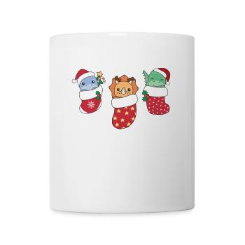 Dinosaures mignons en chaussettes de Noël pour Noël - Mug blanc - blanc - Devant