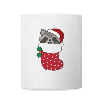 Cute raccoons in Christmas sock for Christmas - Mug - white - Front