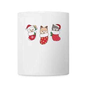 De jolis alpagas en chaussettes de Noël - Mug blanc - blanc - Devant