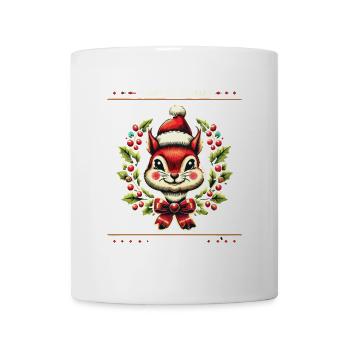 Merry Christmas Squirrel with Berries - Mug - white - Front