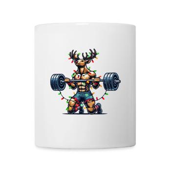 Weihnachtlicher Bodybuilder Rentier Kraft - Tasse - Weiß - Vorne