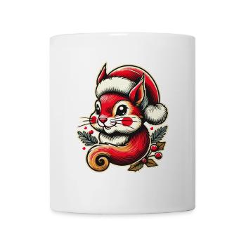 Merry Christmas squirrel with cap - Mug - white - Front