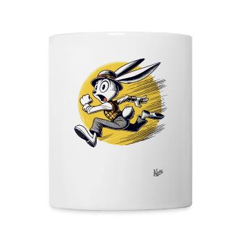 Rétro dessin animé Running Bunny - Mug blanc - blanc - Devant