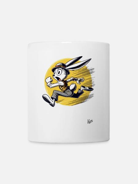 Retro Cartoon Laufender Hase - Tasse - Weiß