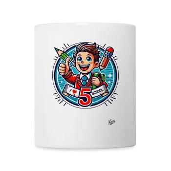 Fröhlicher Schuljunge „Ich liebe die Schule“ - Tasse - Weiß - Vorne