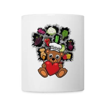 Koch Köche Köchin Teddybär Herz Gemüse - Tasse - Weiß - Vorne