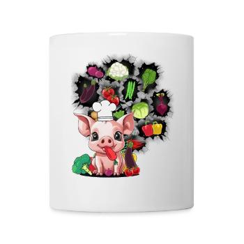 Vegetarisch kochen Ferkel Schweinchen Gemüse Küche - Tasse - Weiß - Vorne