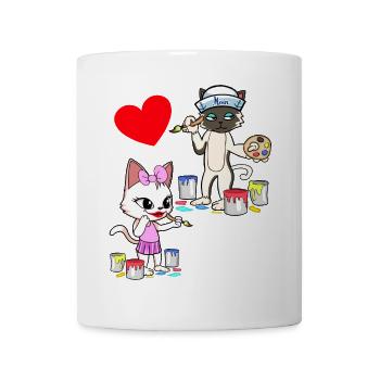 Chats, Chat, Coeur, Saint Valentin, Amour Saint Valentin - Mug blanc - blanc - Devant