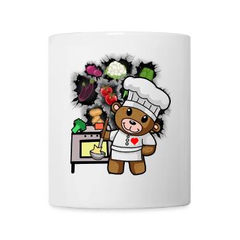 ours en peluche, cuisinier, chef, cuisinier, cuisinier, cuisinier, légumes - Mug blanc - blanc - Devant