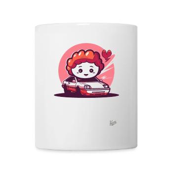 Chibi-Fahrer in einem Japan JDM-Rennauto - Tasse - Weiß - Vorne