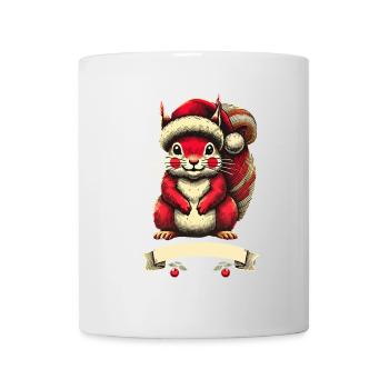 Christmas squirrel with Christmas hat - Mug - white - Front