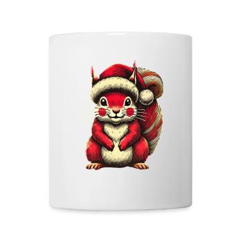 Cute squirrel with Christmas hat - Mug - white - Front