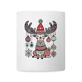 Fröhlicher Rentierzauber Mit Weihnachtskugeln - Tasse - Weiß - Vorne
