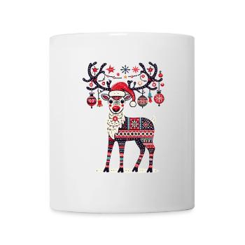 Christmas reindeer with festive decoration - Mug - white - Front