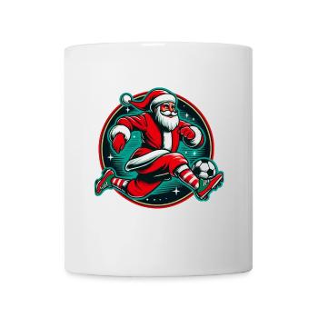 Le Père Noël joue au football en hiver - Mug blanc - blanc - Devant
