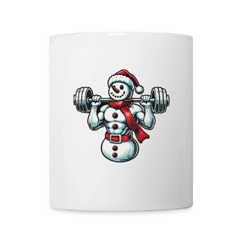 Bonhomme de neige musculaire de Noël avec haltère - Mug blanc - blanc - Devant