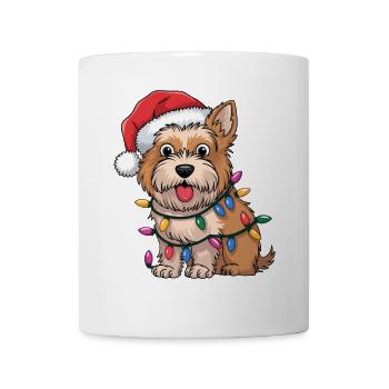Dandie Dinmont Terrier Christmas Lights Xmas Dog - Mug - white - Front
