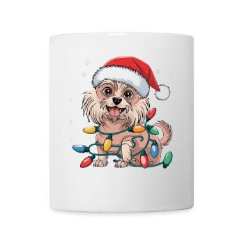 Lumières de Noël chinoises à crête Noël Chiens Cadeaux - Mug blanc - blanc - Devant