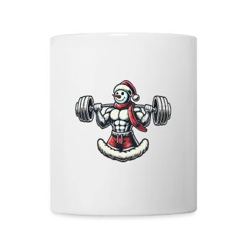 Strong Snowman Weight Lifting Christmas Motif - Mug - white - Front