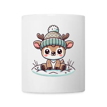 Charmant design vintage avec des rennes et de la neige - Mug blanc - blanc - Devant