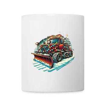 Winter Weihnachten Schneeräummaschine Fahrzeug - Tasse - Weiß - Vorne