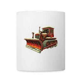 Winter Weihnachten Schneeräummaschine Fahrzeug - Tasse - Weiß - Vorne