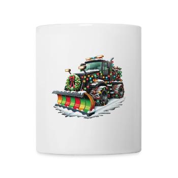 Winter Weihnachten Schneeräummaschine Fahrzeug - Tasse - Weiß - Vorne