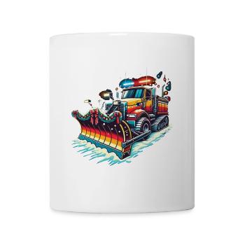 Winter Christmas Snow Removal Machine Vehicle - Mug - white - Front