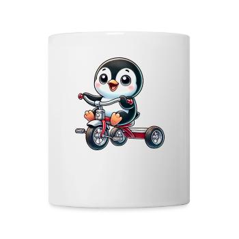 Lachender Pinguin auf dreirad fröhliche Kinder - Tasse - Weiß - Vorne