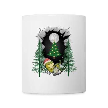 Nikolaus Frosch Weihnachten Chillen Santa Xmas - Tasse - Weiß - Vorne